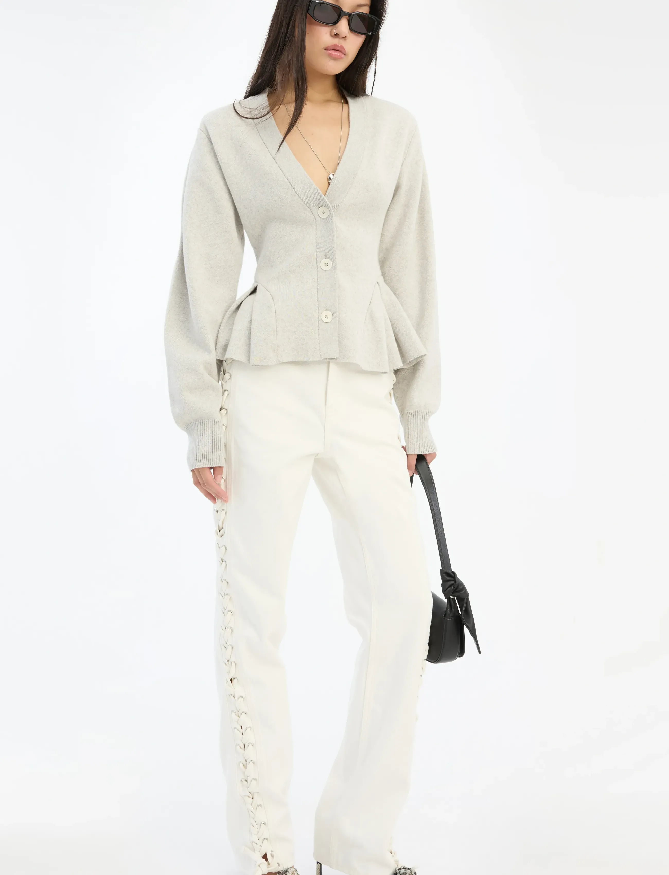 ROTATE - PEPLUM KNIT CARDIGAN - kaschmir - pumice stone - 3