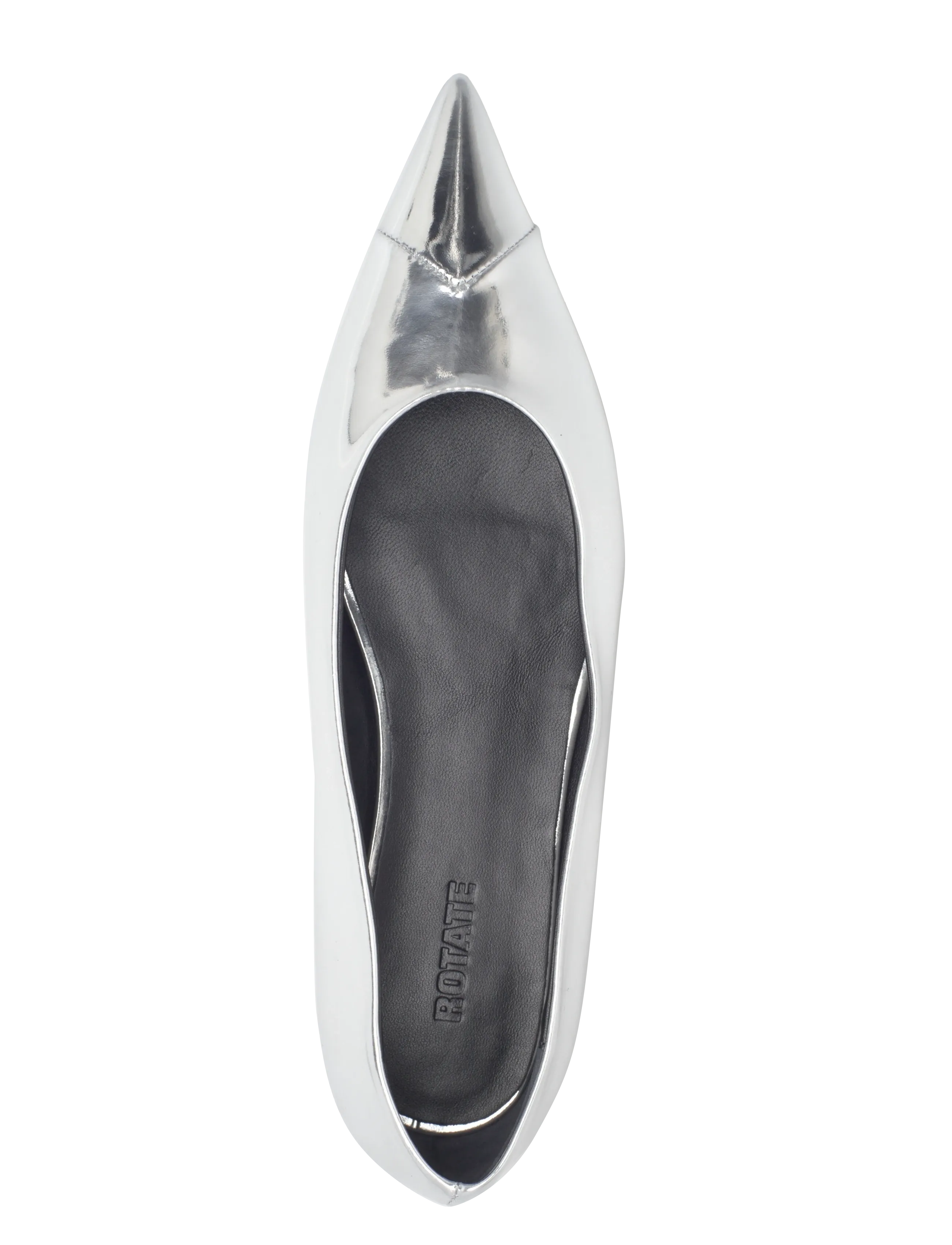 ROTATE - LEATHER POINTED BALLERINA - silver - 3