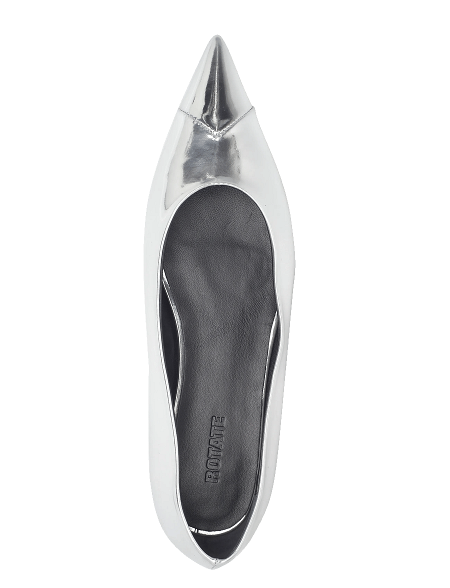 ROTATE - LEATHER POINTED BALLERINA - ballerinaer - silver - 3
