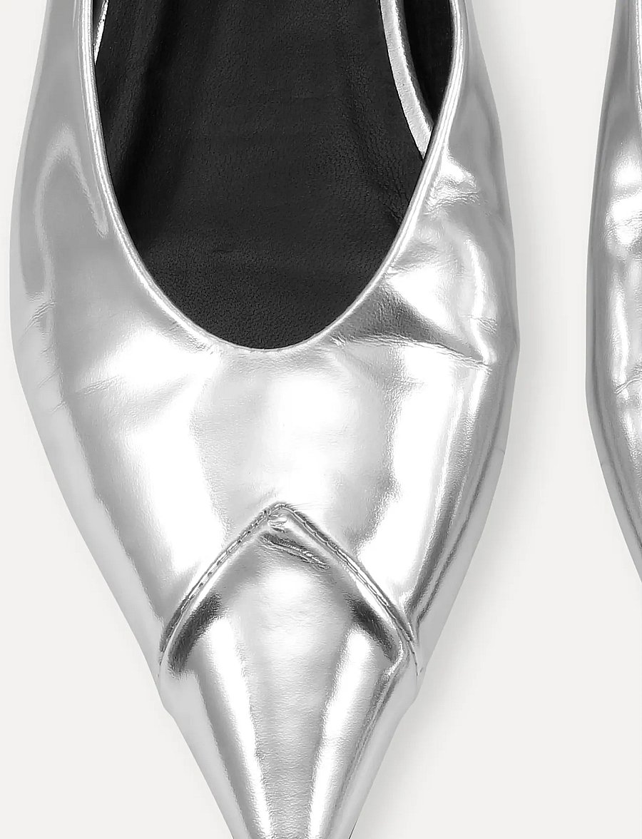 ROTATE - LEATHER POINTED BALLERINA - ballerinaer - silver - 5