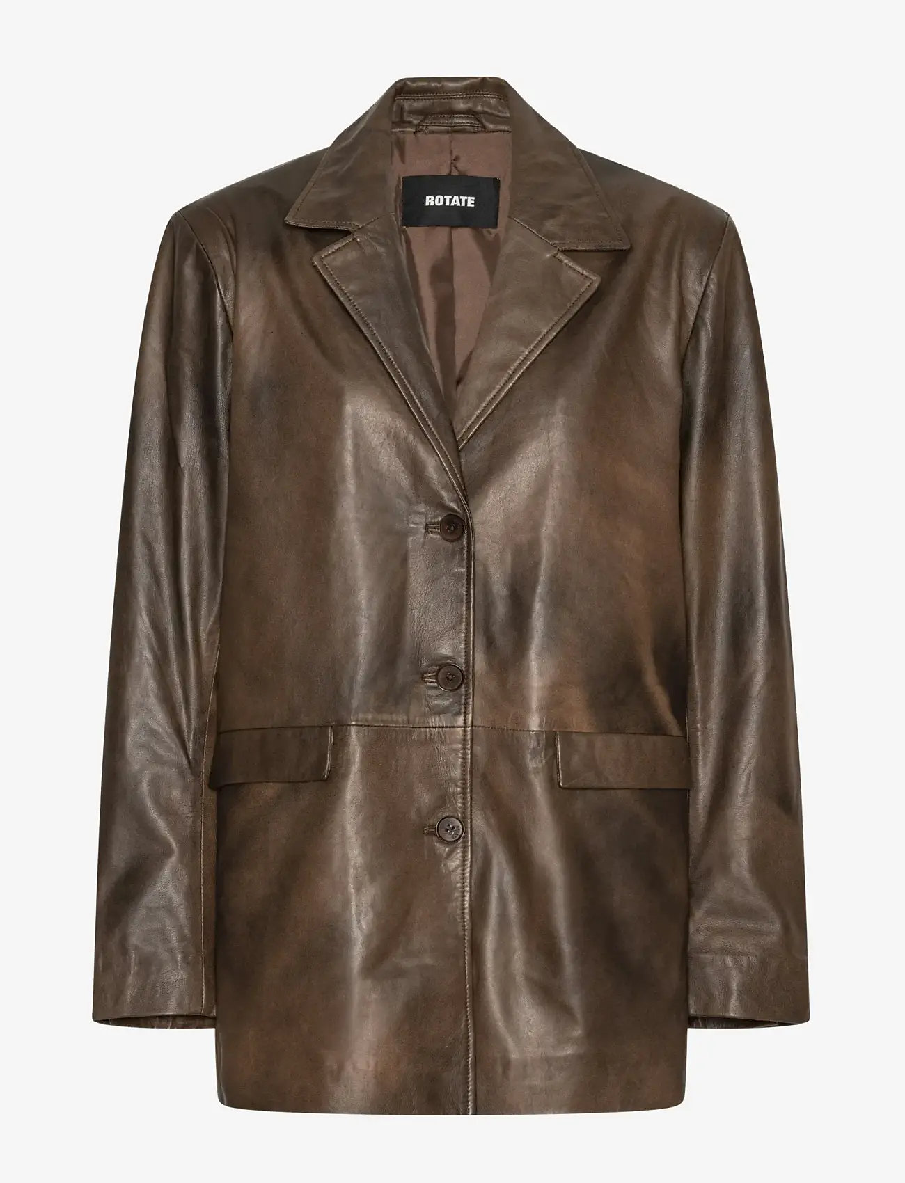 ROTATE - LEATHER OVERSIZED BLAZER - enkeltradede blazere - potting soil - 1