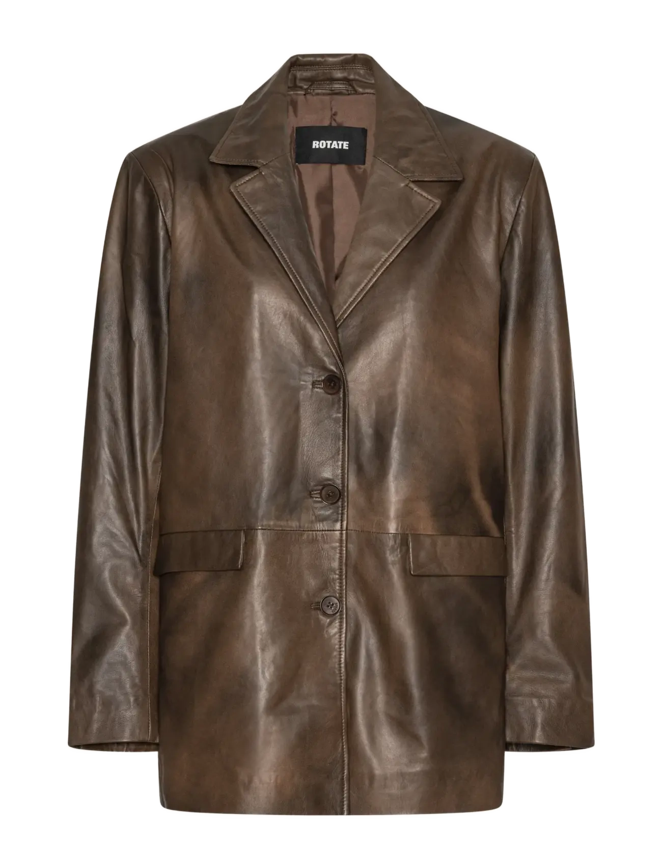 ROTATE Birger Christensen LEATHER OVERSIZED BLAZER - Wedding guests - POTTING SOIL / brown