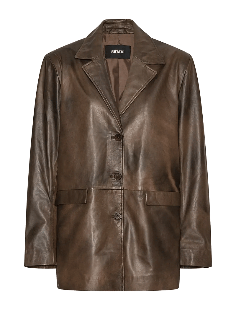 ROTATE - LEATHER OVERSIZED BLAZER - enkeltradede blazere - potting soil - 1