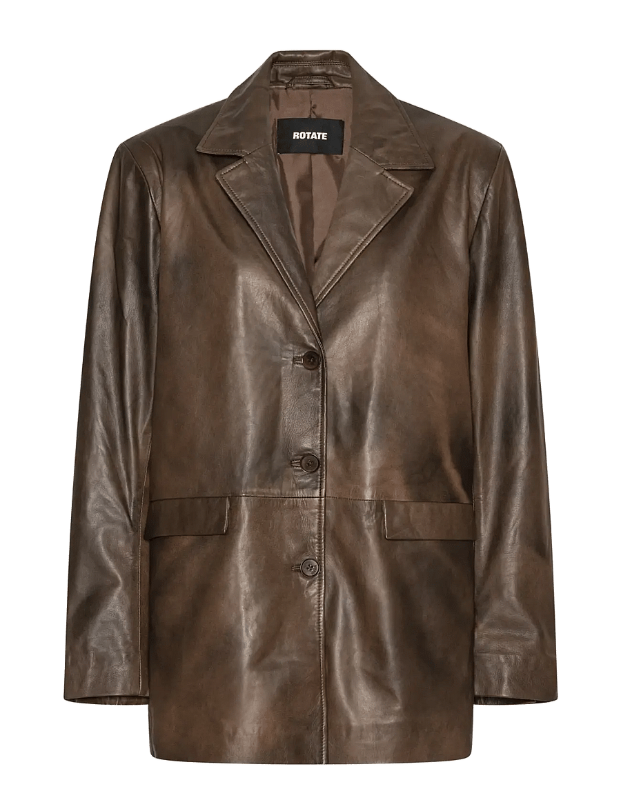 ROTATE - LEATHER OVERSIZED BLAZER - einreihige blazer - potting soil - 1