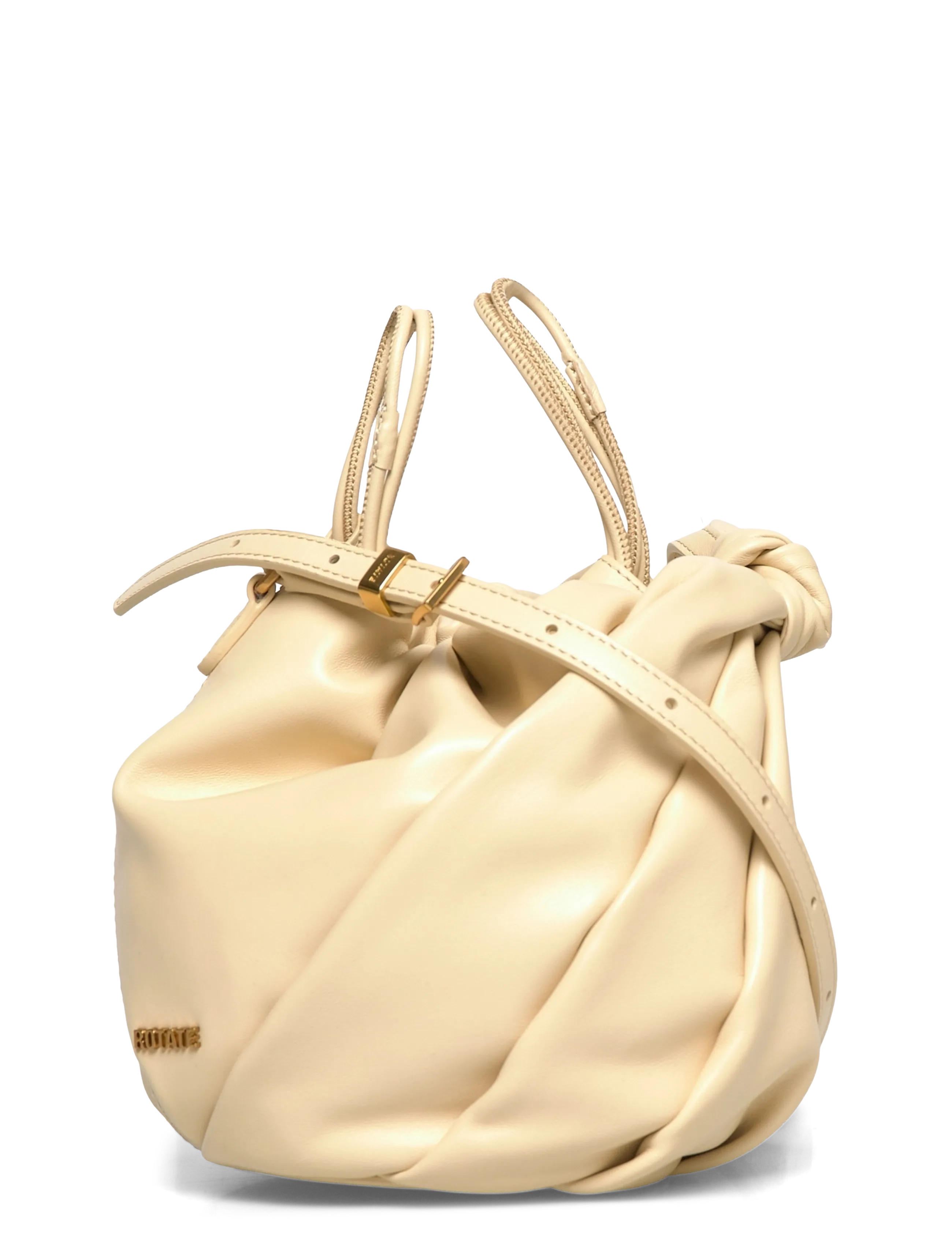 ROTATE Birger Christensen LEATHER BON BON BAG - ROTATE - ITALIAN STRAW / yellow