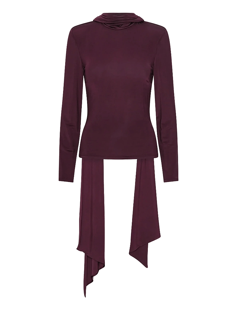 ROTATE - LONG-SLEEVED SCARF TOP - striktrøjer - winetasting - 0