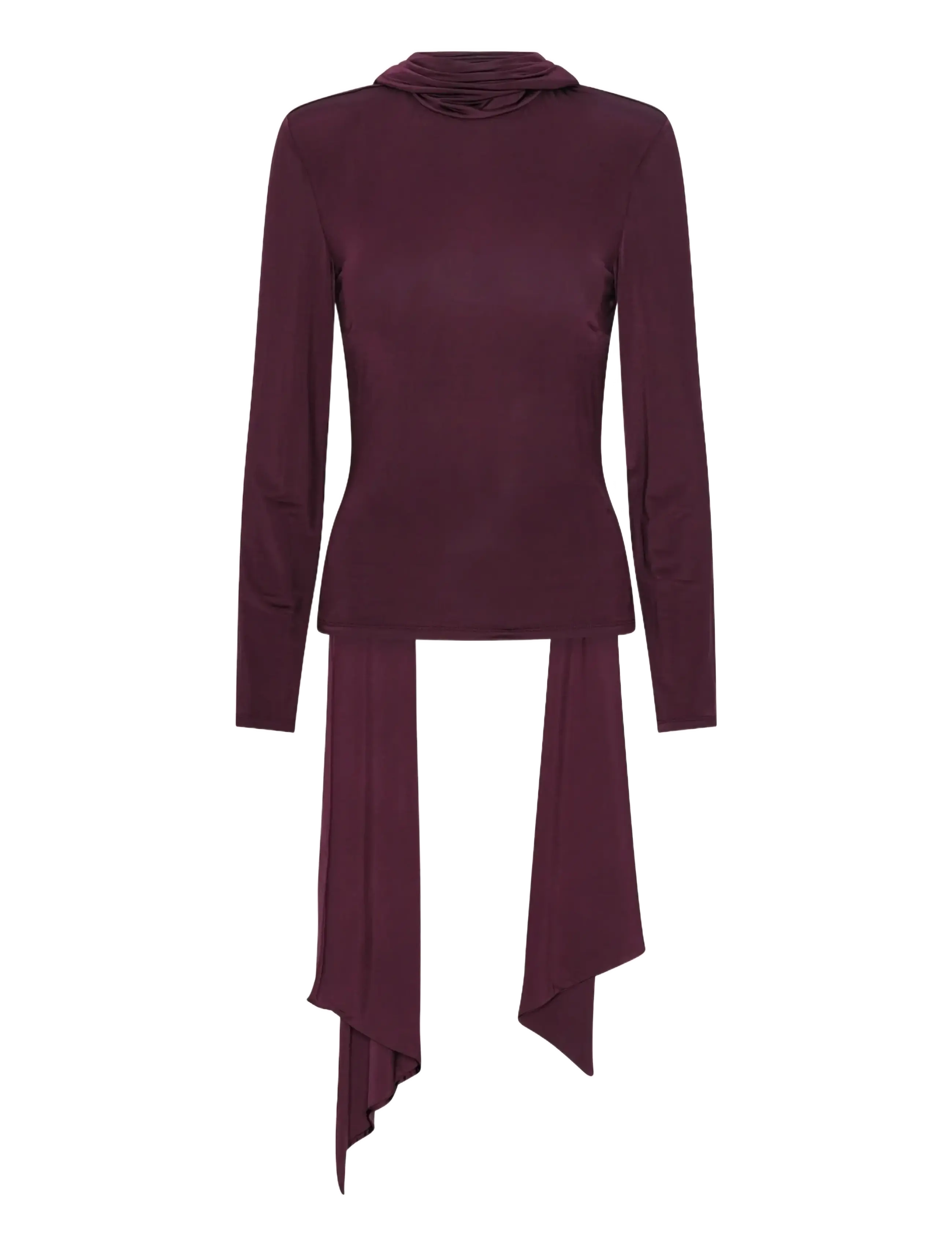 ROTATE LONG-SLEEVED SCARF TOP - Transitional Layering - WINETASTING / burgundy