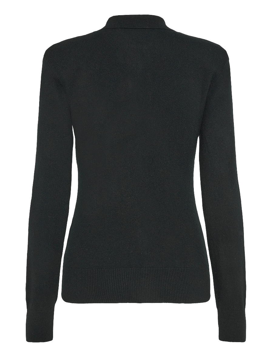 ROTATE - WOOL LONGLEEVE POLO - striktrøjer - black - 1