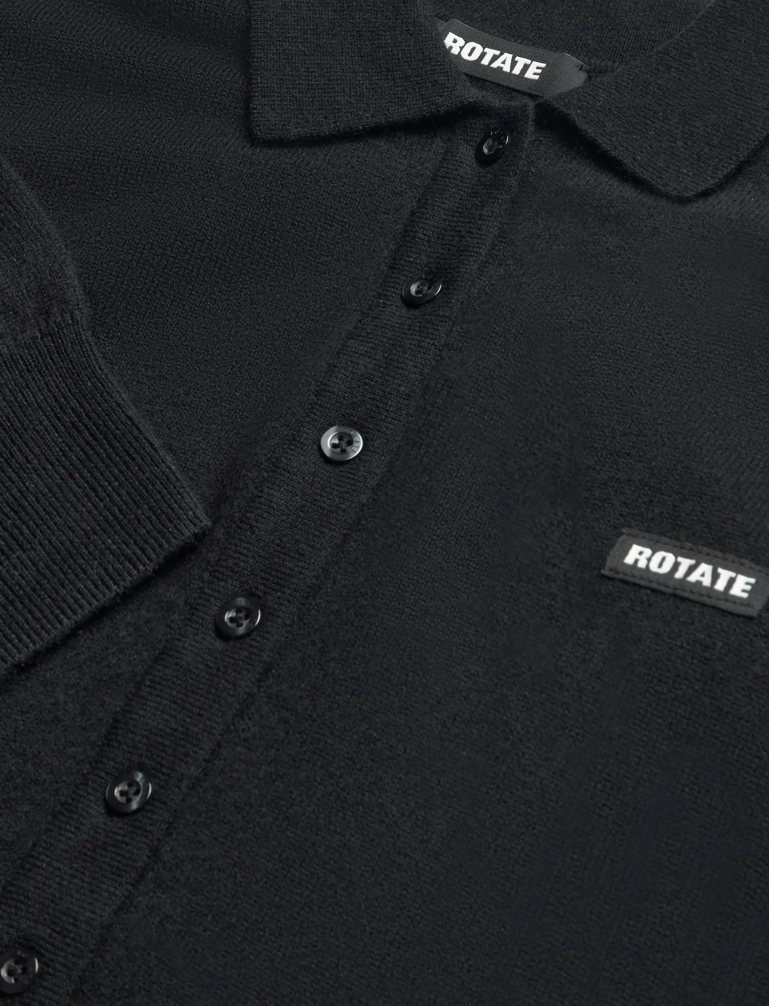 ROTATE - WOOL LONGLEEVE POLO - striktrøjer - black - 2