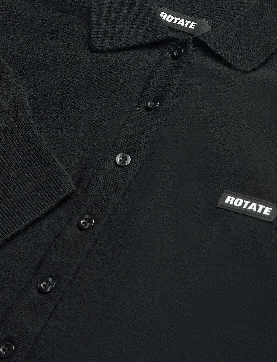 ROTATE - WOOL LONGLEEVE POLO - striktrøjer - black - 2