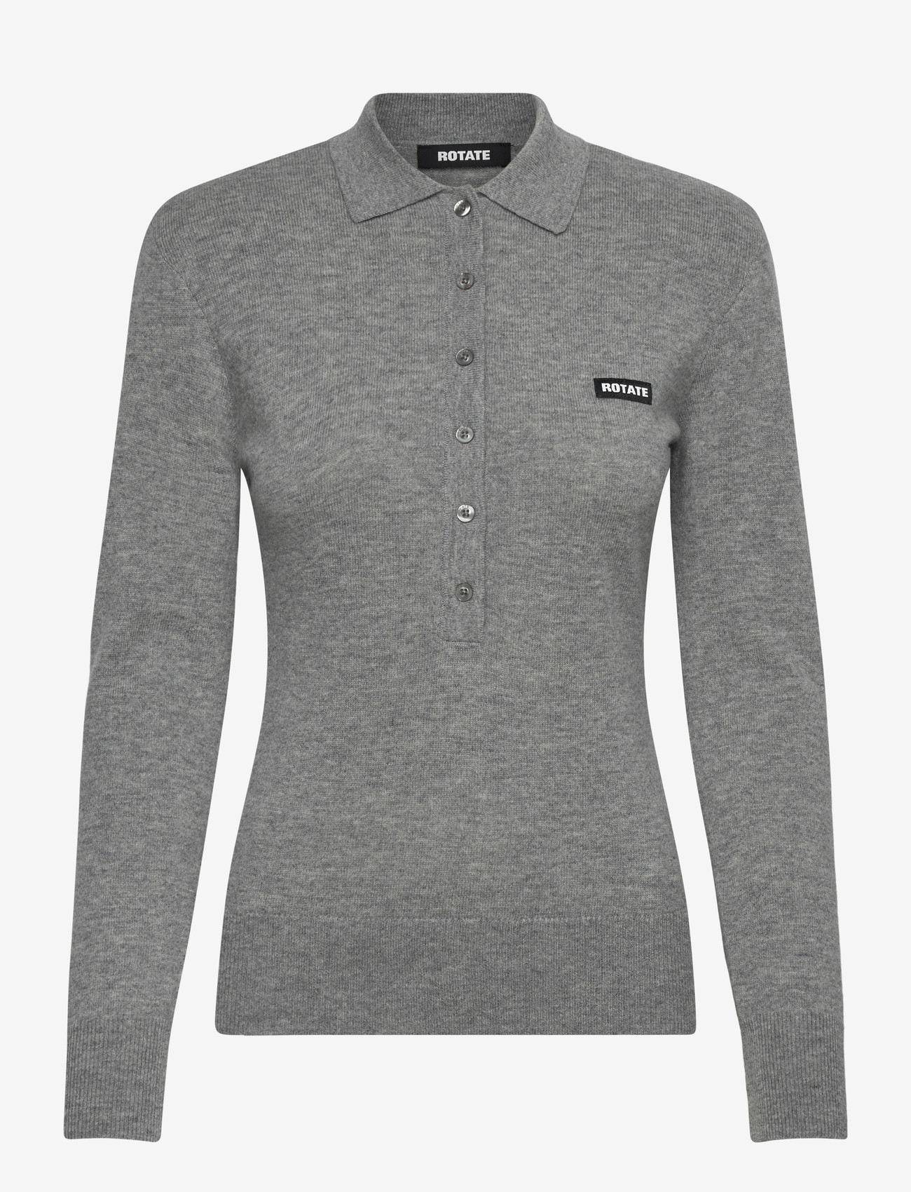 ROTATE - WOOL LONGLEEVE POLO - kashmir - frost gray - 0