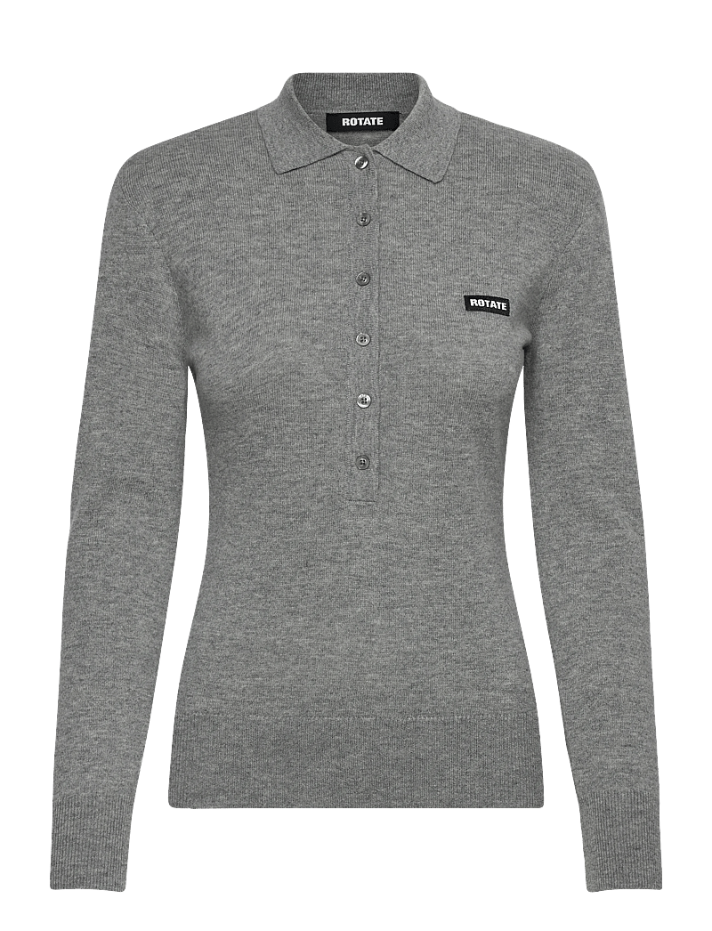 ROTATE - WOOL LONGLEEVE POLO - kashmir - frost gray - 0