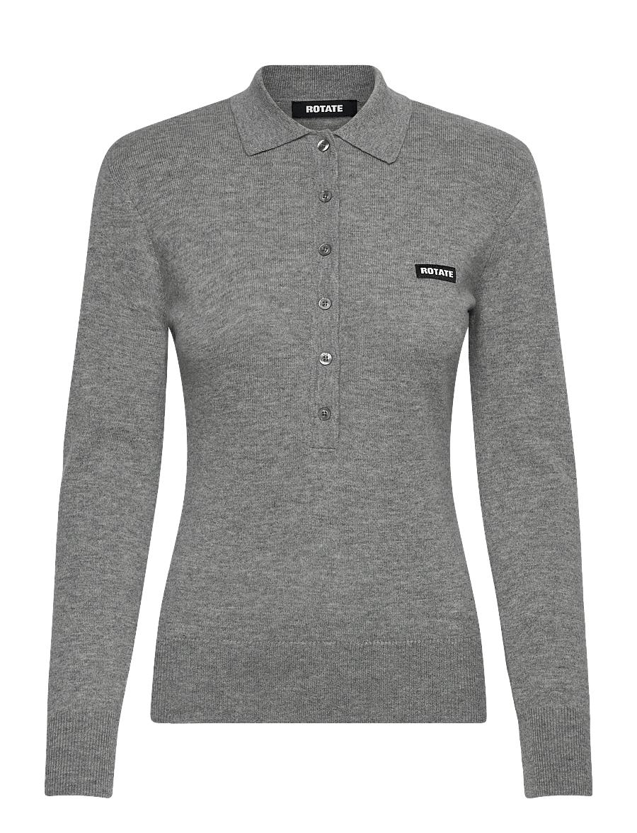 ROTATE - WOOL LONGLEEVE POLO - kasmír - frost gray - 0