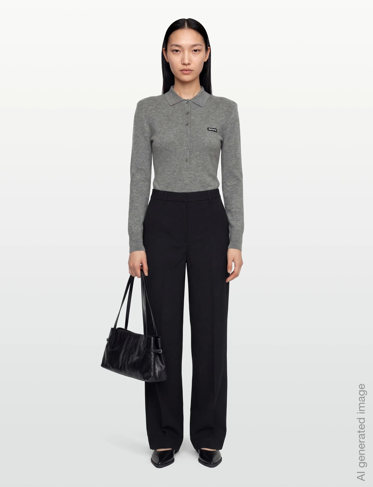 WOOL LONGLEEVE POLO - FROST