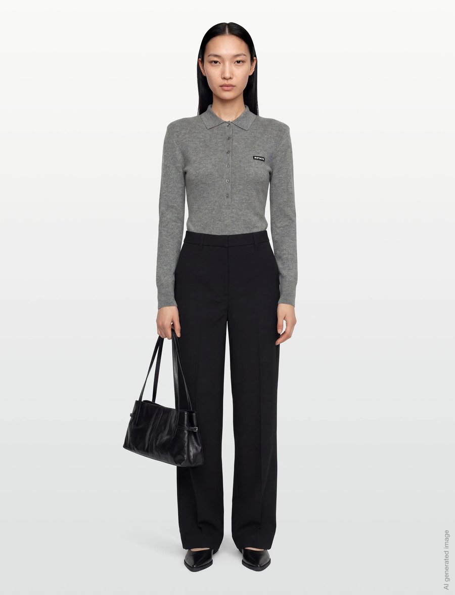 ROTATE - WOOL LONGLEEVE POLO - kampsunid - frost gray - 0