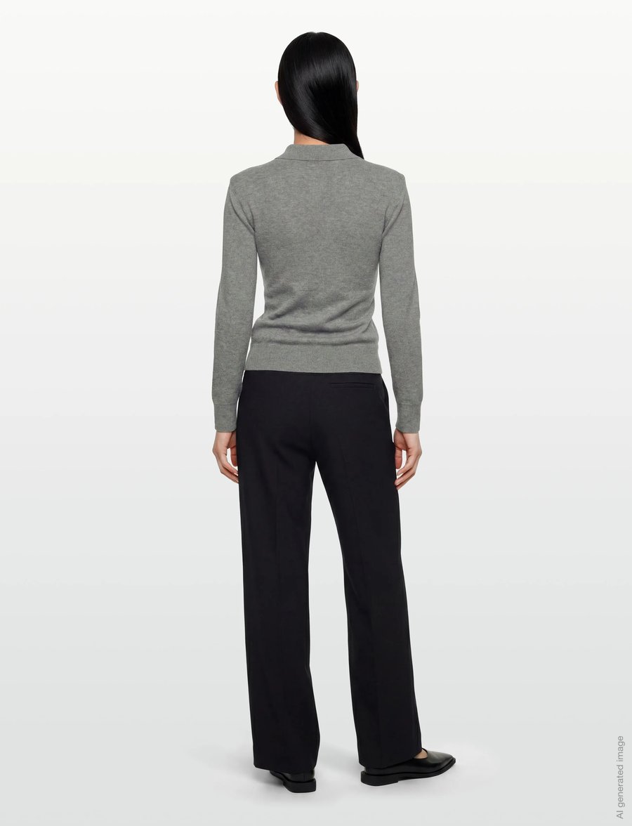 ROTATE - WOOL LONGLEEVE POLO - kampsunid - frost gray - 4