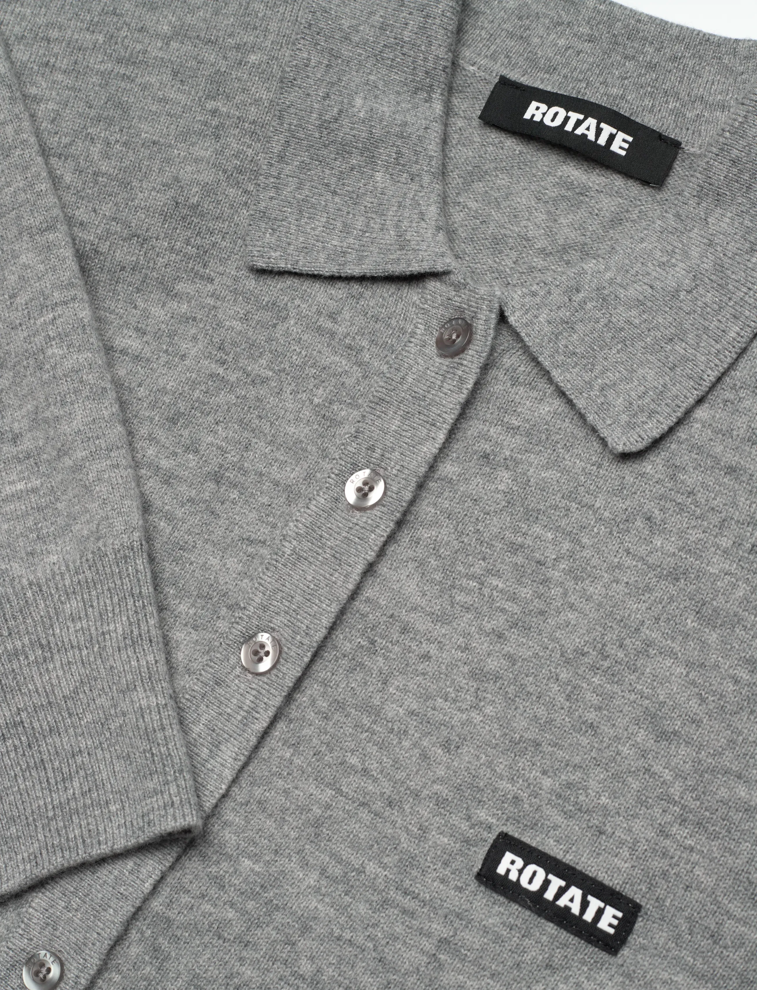 ROTATE - WOOL LONGLEEVE POLO - kasmír - frost gray - 2