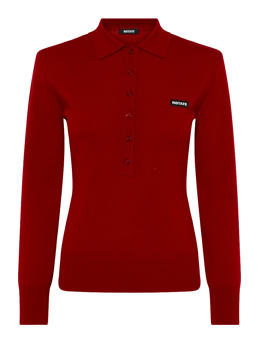 ROTATE - WOOL LONGLEEVE POLO - scooter red - 0