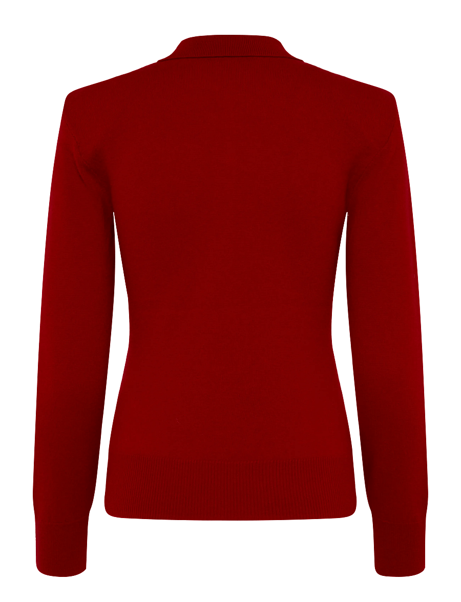 ROTATE - WOOL LONGLEEVE POLO - scooter red - 1
