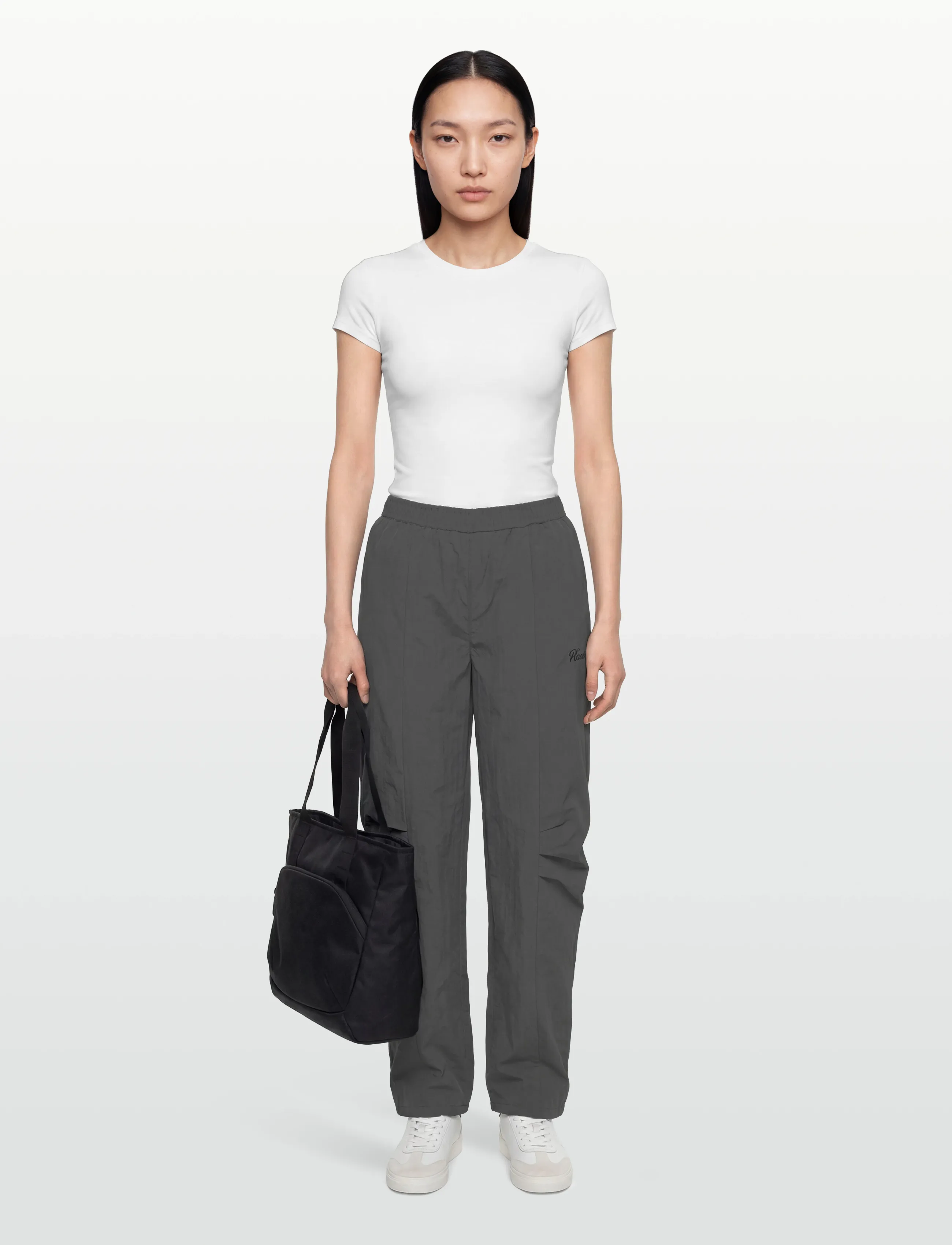 ROTATE Crispy Track Pants, XL, Trousers, Grau - Wide Leg, Frauen
