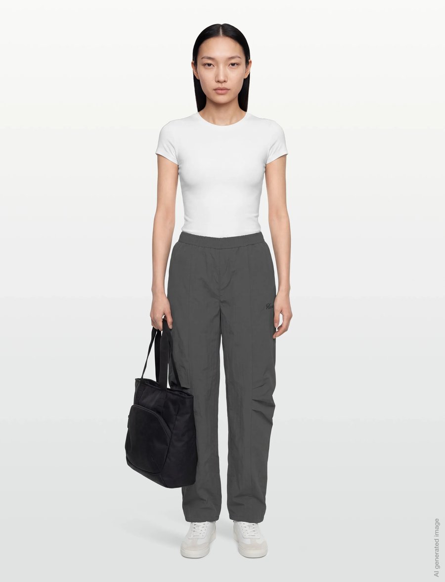 ROTATE - CRISPY TRACK PANTS - tiesaus kirpimo kelnės - gray pinstripe - 0
