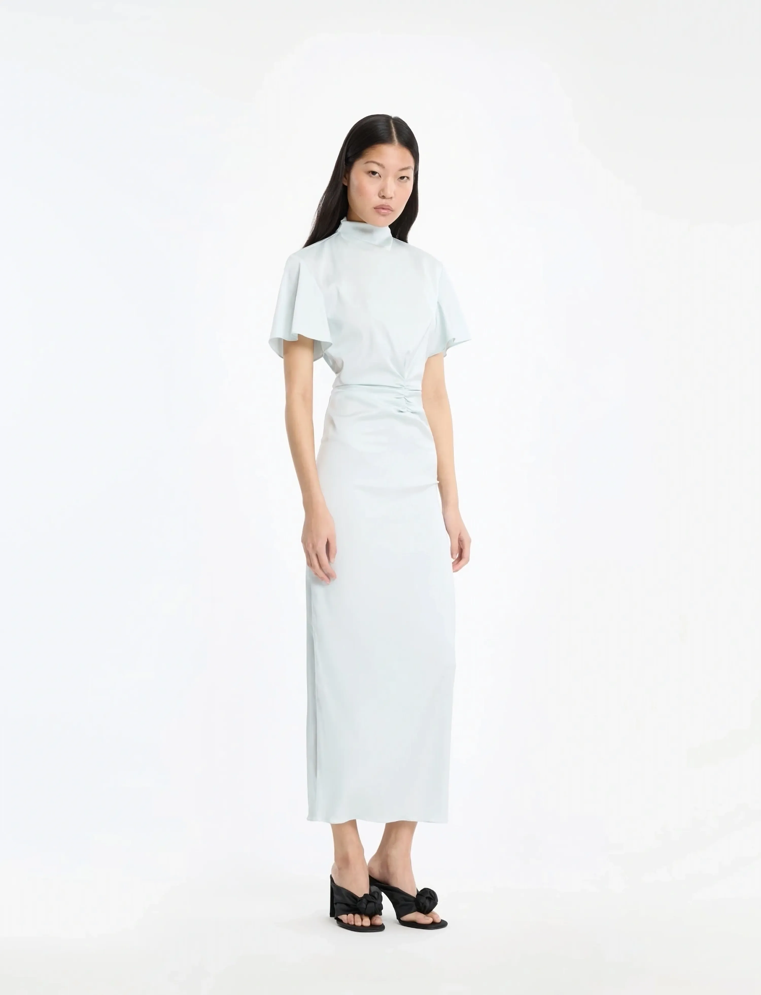 ROTATE - MIDI DRESS GATHERED CF - midikleider - ice flow - 3