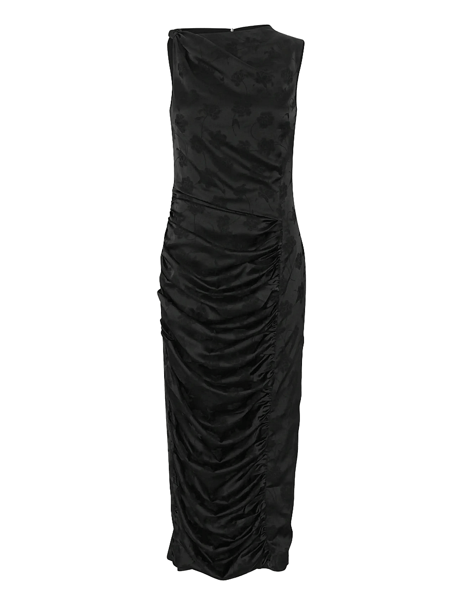 ROTATE - RUCHED MIDI DRESS - midikleider - black - 1