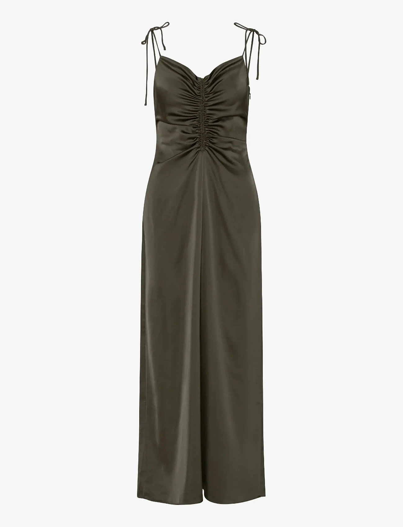 ROTATE - V-NECK SLIP DRESS - slip dresses - black olive - 1