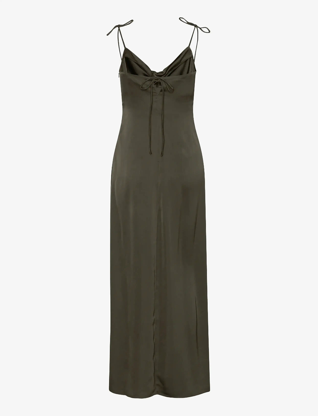 ROTATE - V-NECK SLIP DRESS - slip dresses - black olive - 2