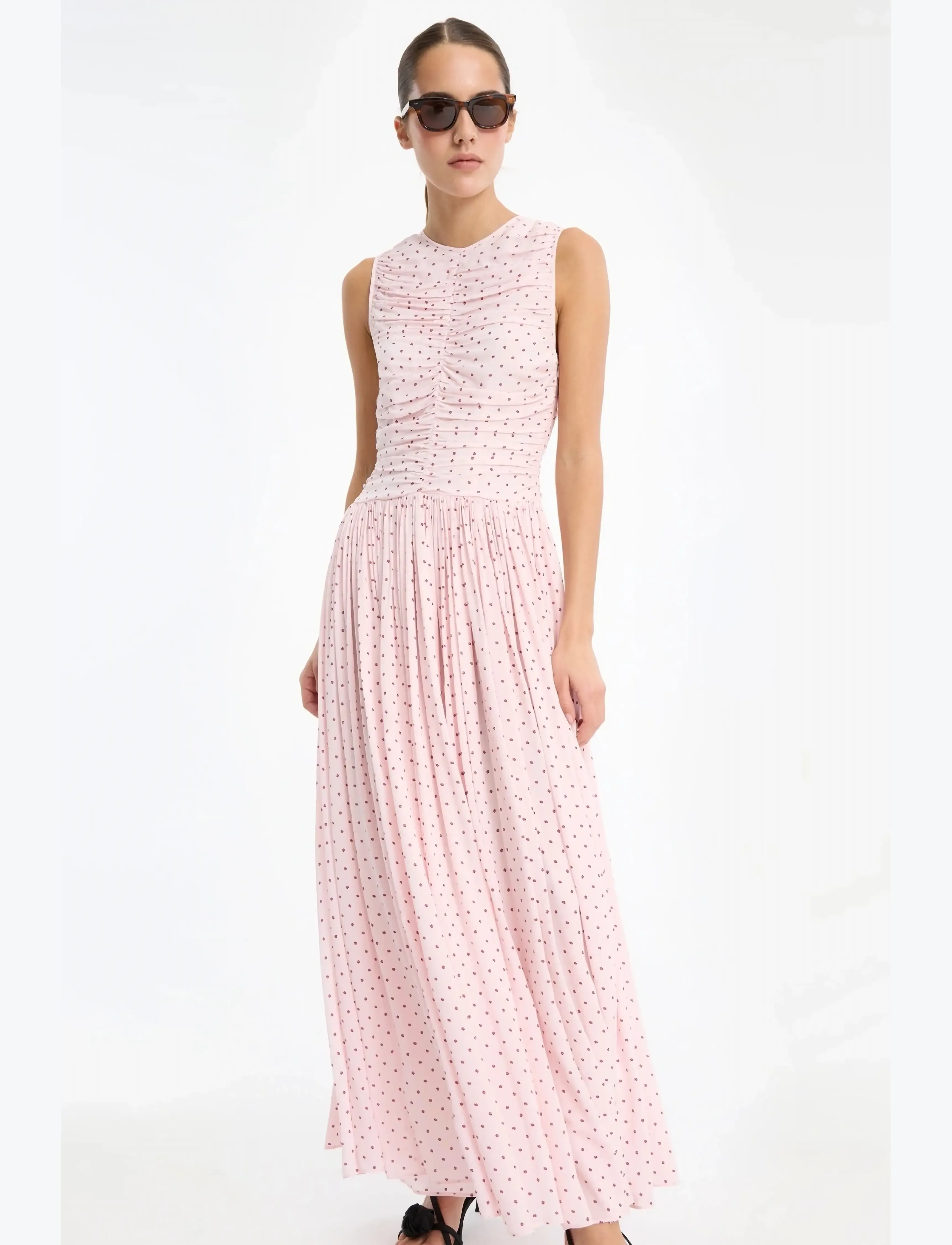 ROTATE - NS RUCHED DRESS - vasaras kleitas - barely pink comb. - 2