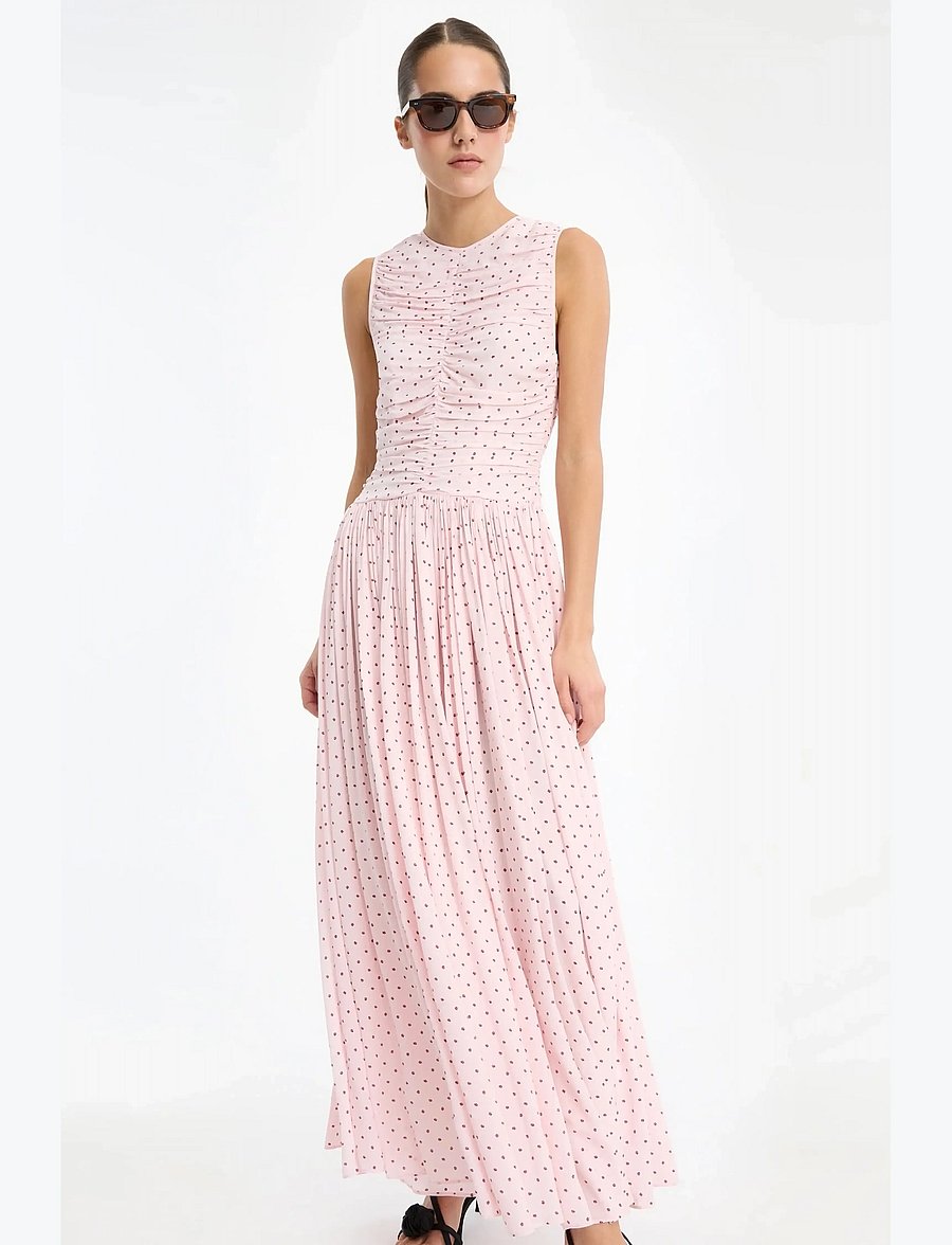 ROTATE - NS RUCHED DRESS - vasaras kleitas - barely pink comb. - 2