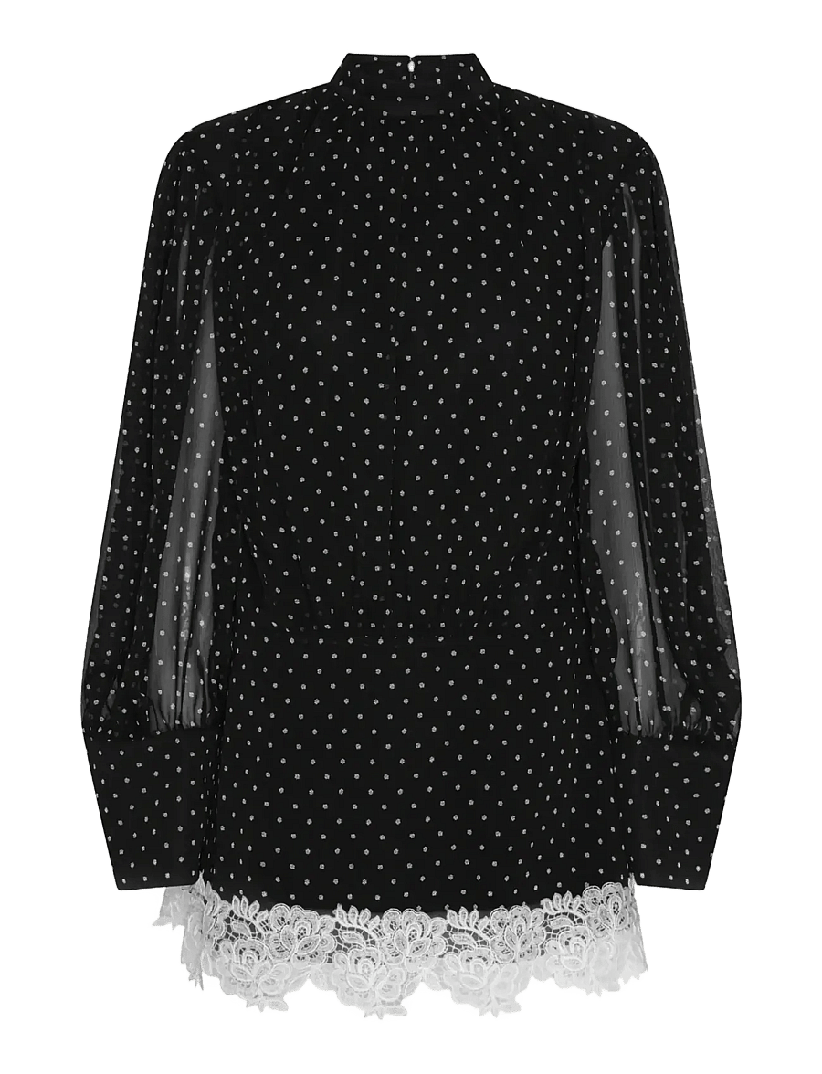 ROTATE - MINIDRESS LS LACE DETAIL - lace dresses - 1000 black comb. - 1