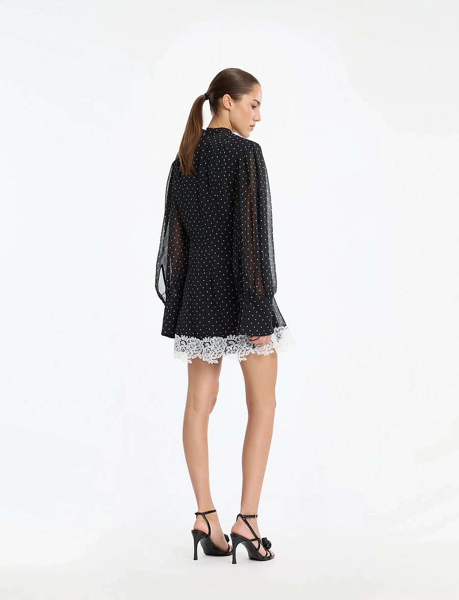 ROTATE - MINIDRESS LS LACE DETAIL - lace dresses - 1000 black comb. - 3