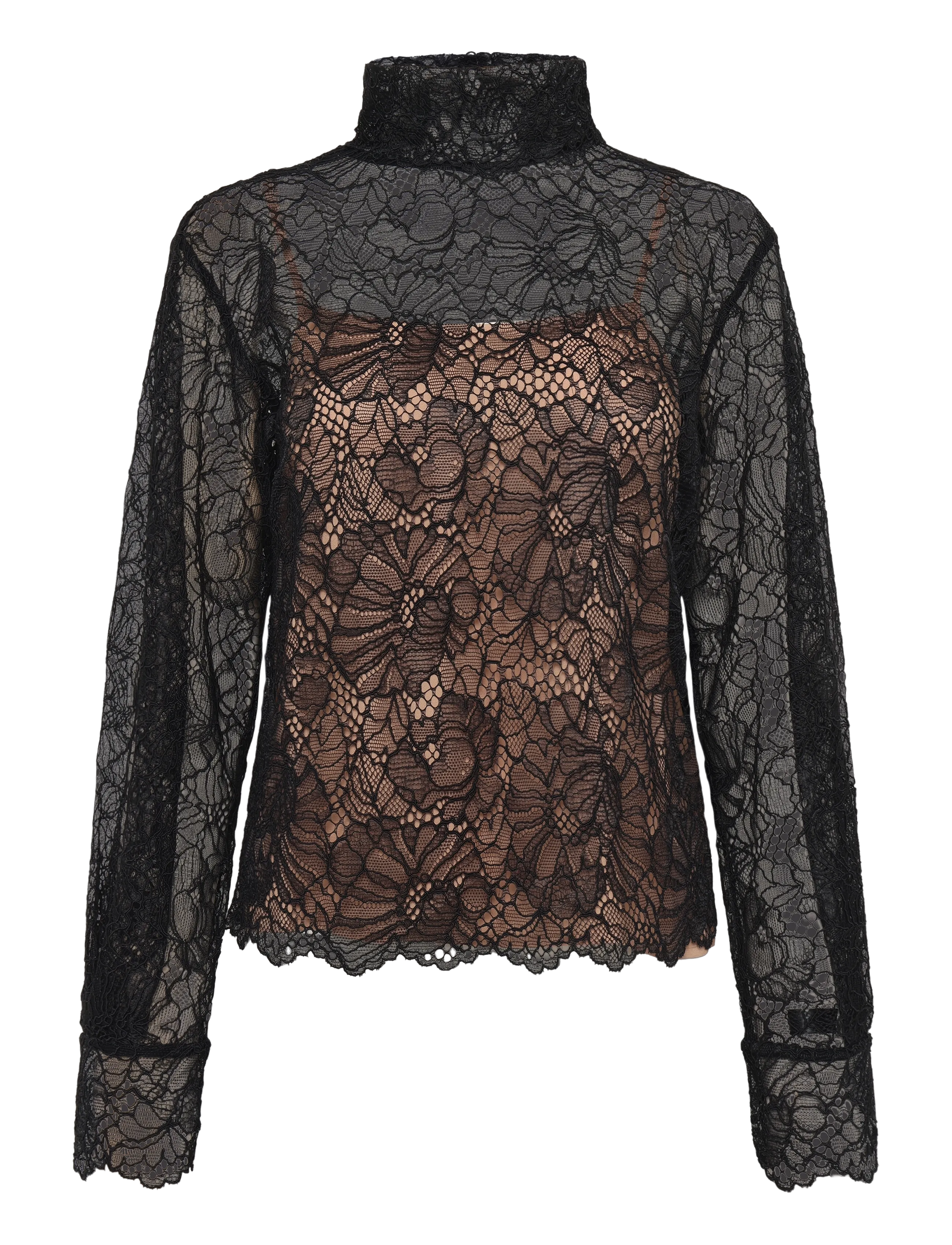 ROTATE LACE LONG SLEEVE BLOUSE - Kleidung - BLACK / black