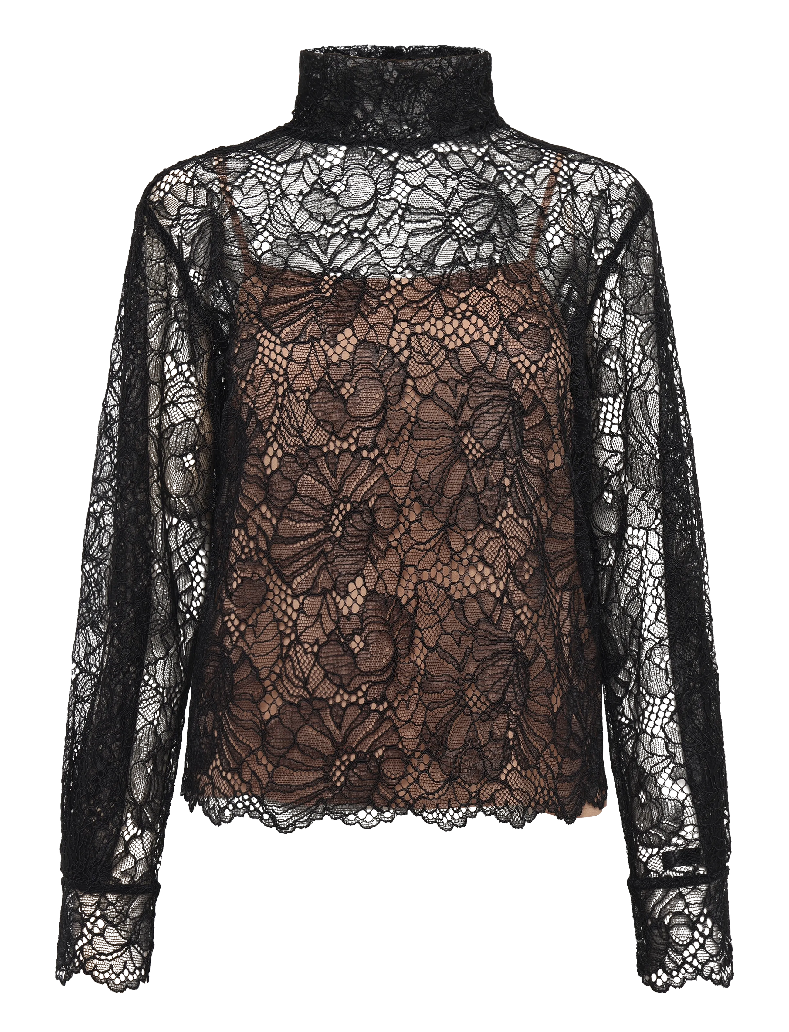 ROTATE LACE LONG SLEEVE BLOUSE - Danska märken - BLACK / black