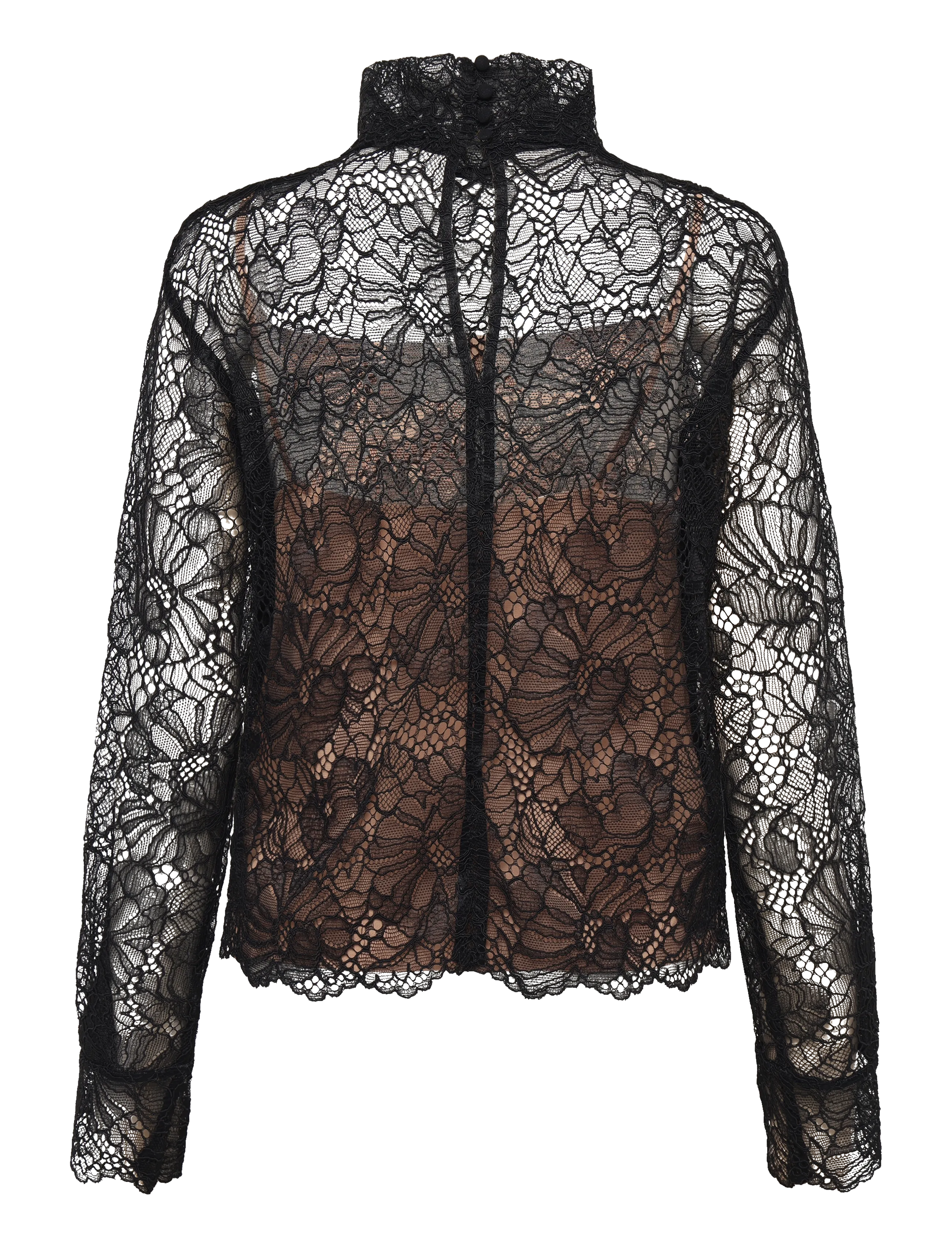 ROTATE - LACE LONG SLEEVE BLOUSE - langærmede bluser - black - 2