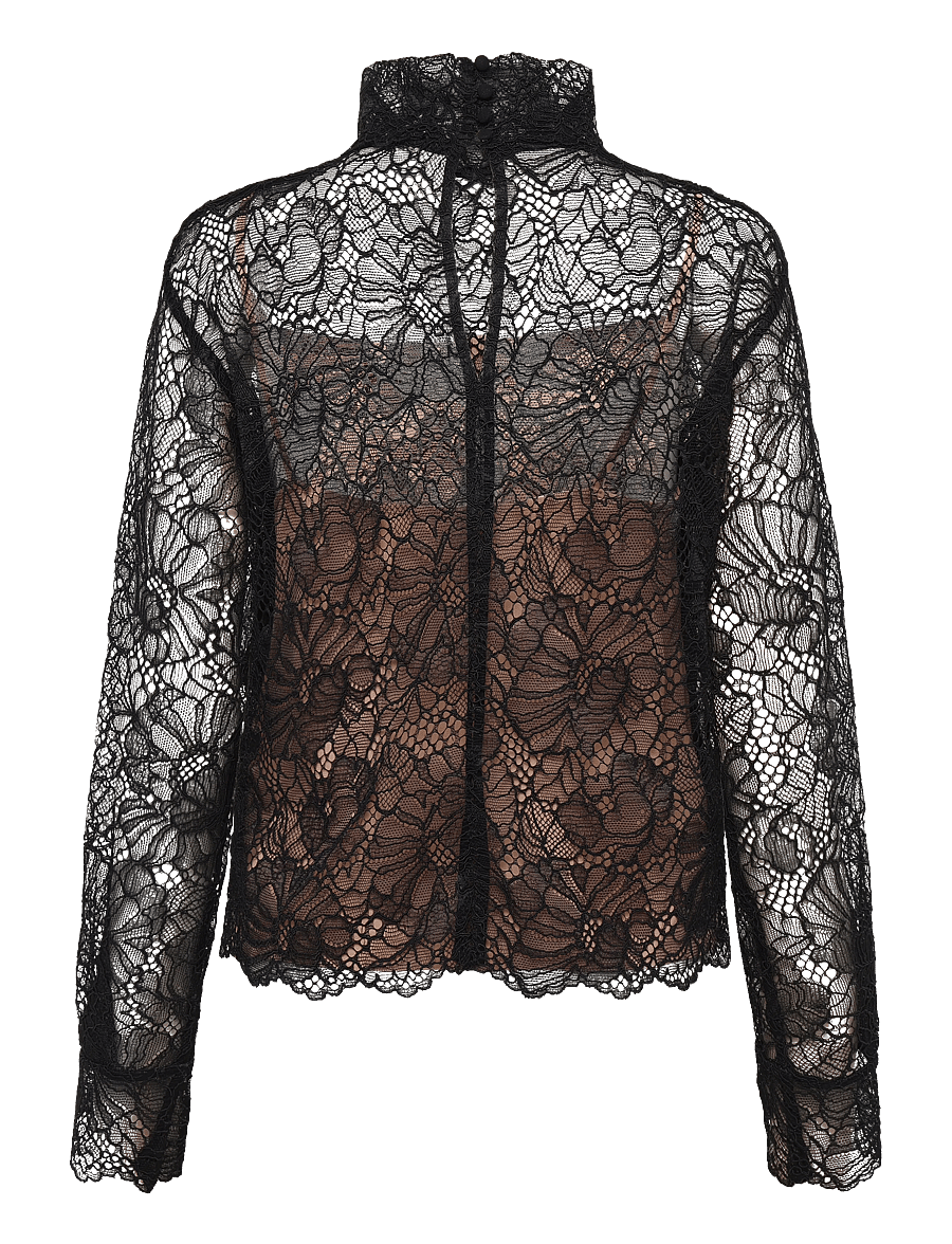 ROTATE - LACE LONG SLEEVE BLOUSE - langærmede bluser - black - 2