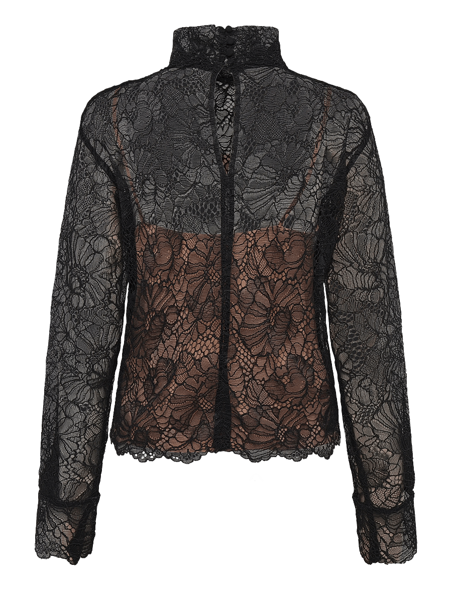 ROTATE - LACE LONG SLEEVE BLOUSE - black - 1