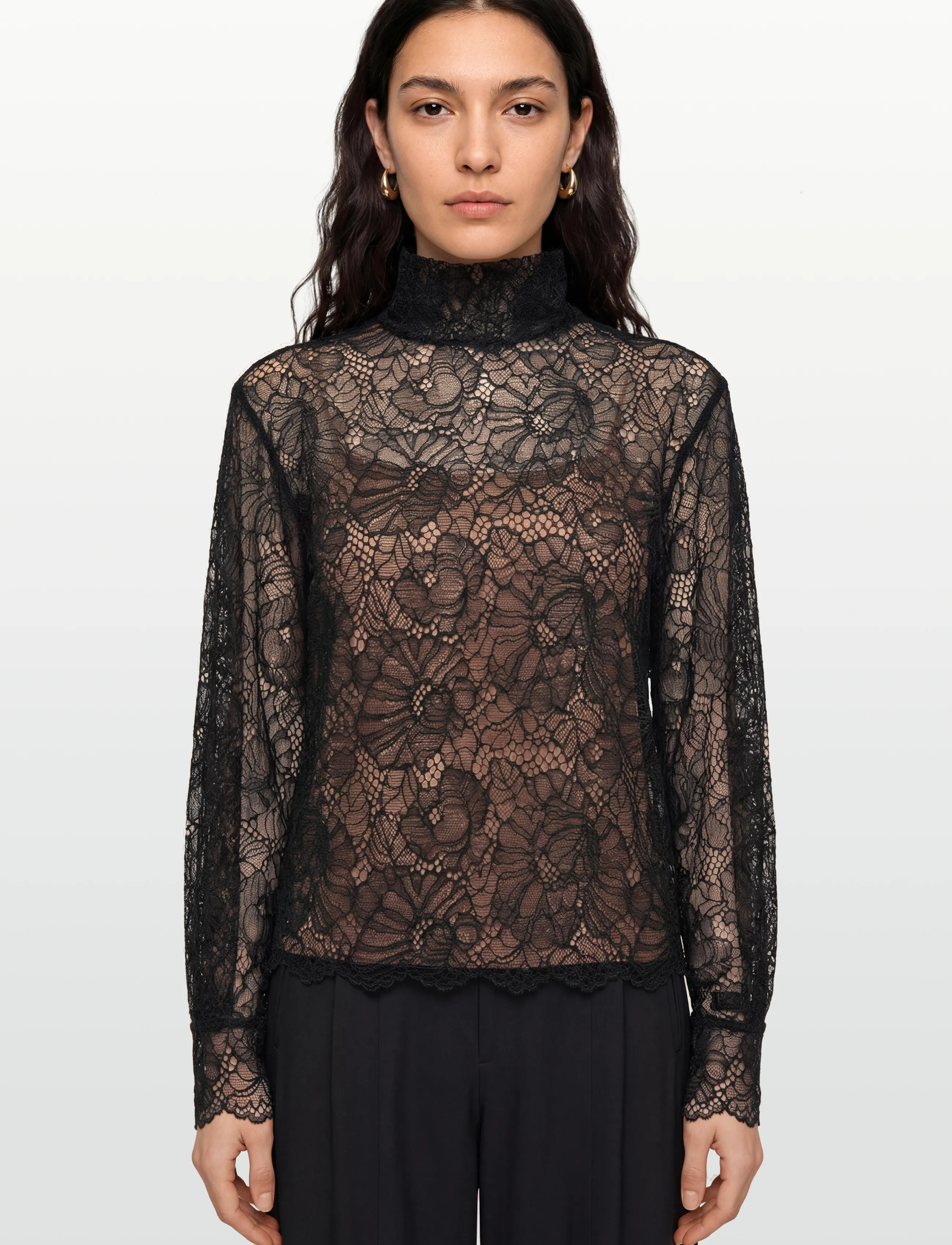 ROTATE - LACE LONG SLEEVE BLOUSE - langærmede bluser - black - 4