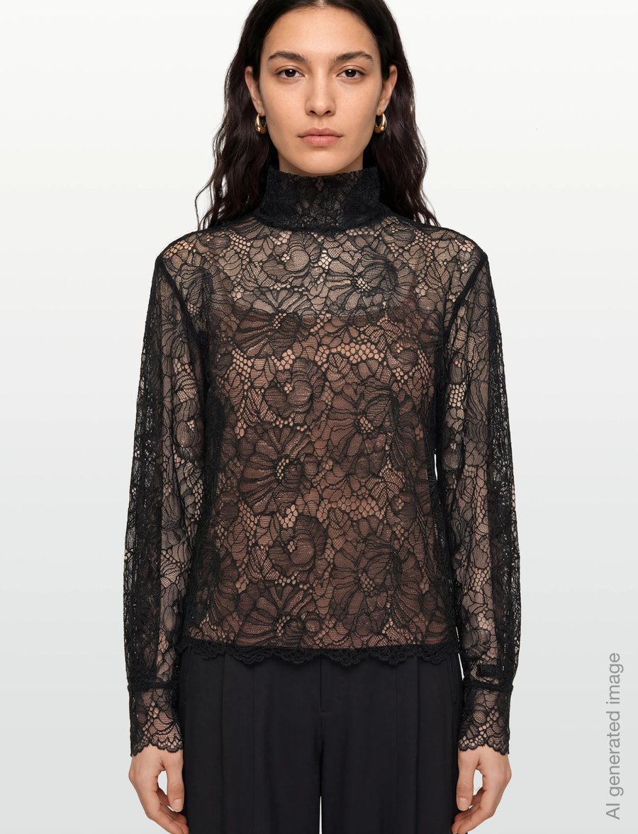 ROTATE - LACE LONG SLEEVE BLOUSE - langærmede bluser - black - 4