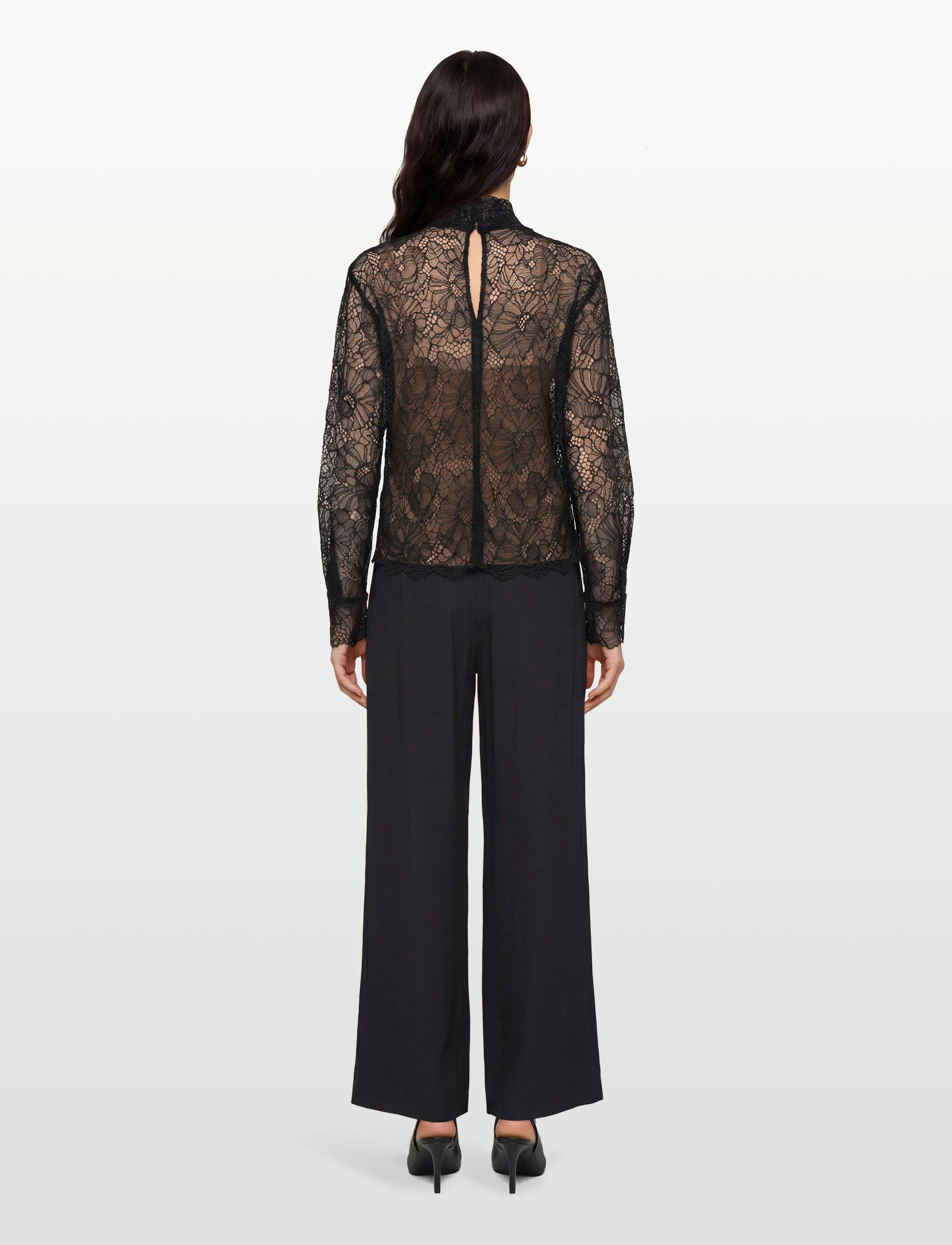 ROTATE - LACE LONG SLEEVE BLOUSE - langærmede bluser - black - 5