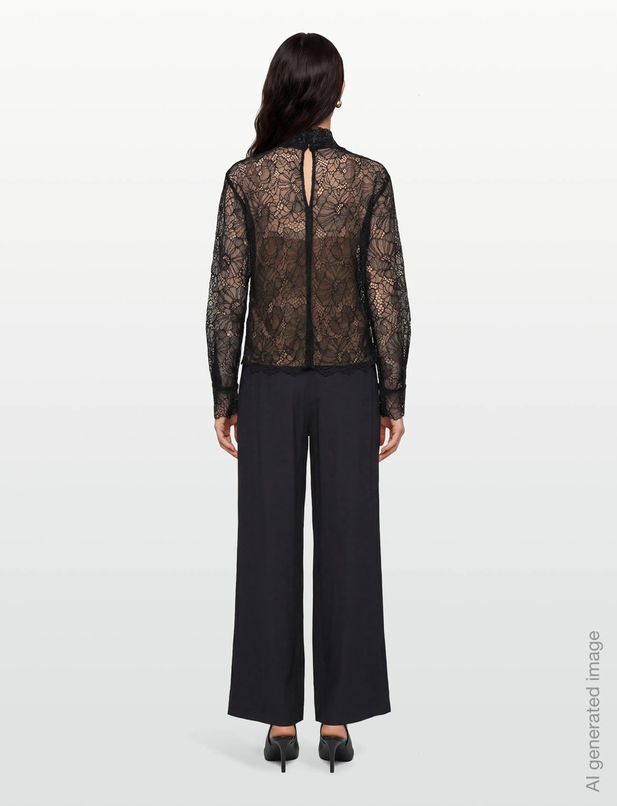 ROTATE - LACE LONG SLEEVE BLOUSE - langærmede bluser - black - 5