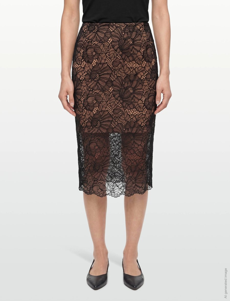 ROTATE - LACE MIDI PENCIL SKIRT - black - 5