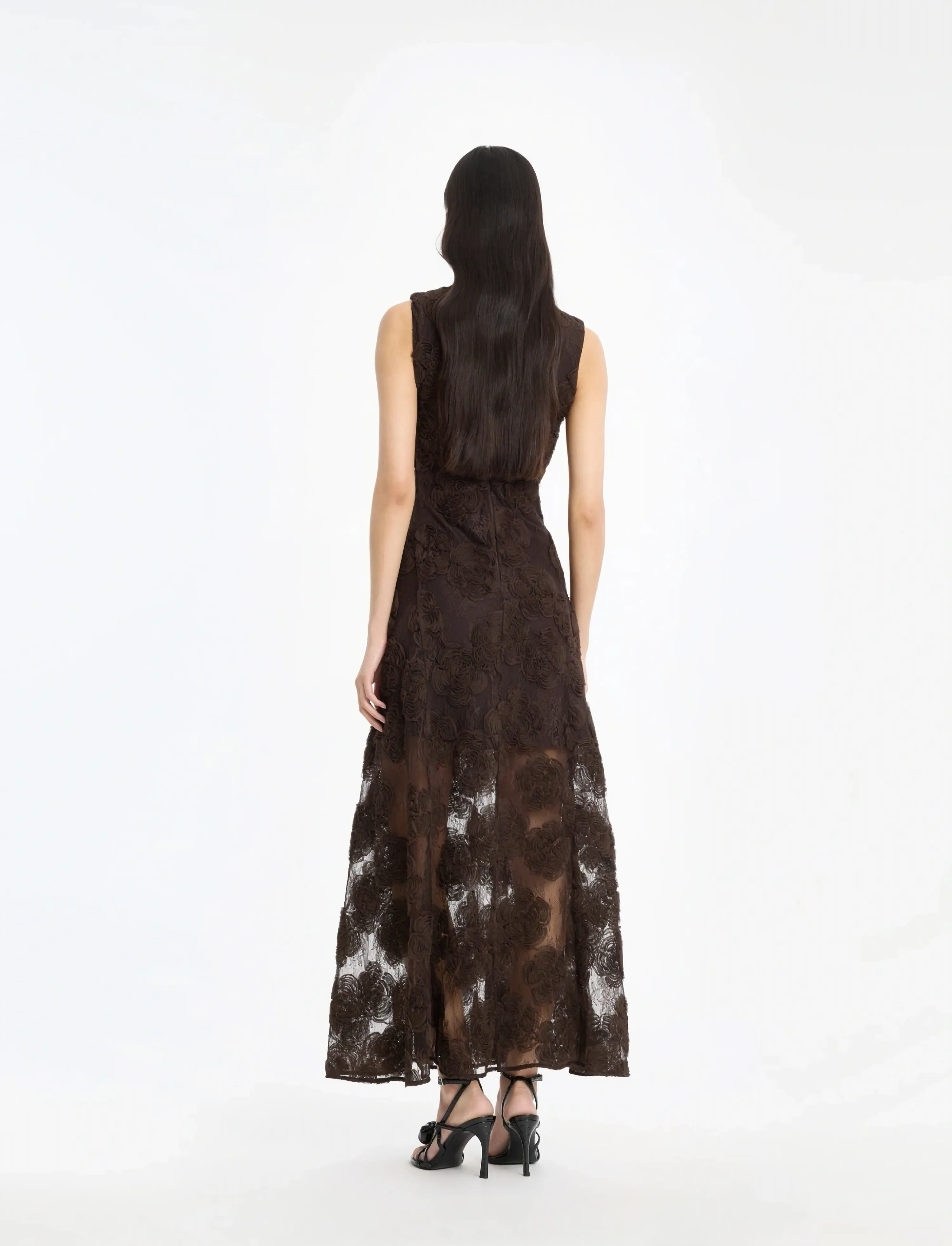 ROTATE - 3D FLOWER MAXI DRESS - nėriniuotos suknelės - molÉ - 2