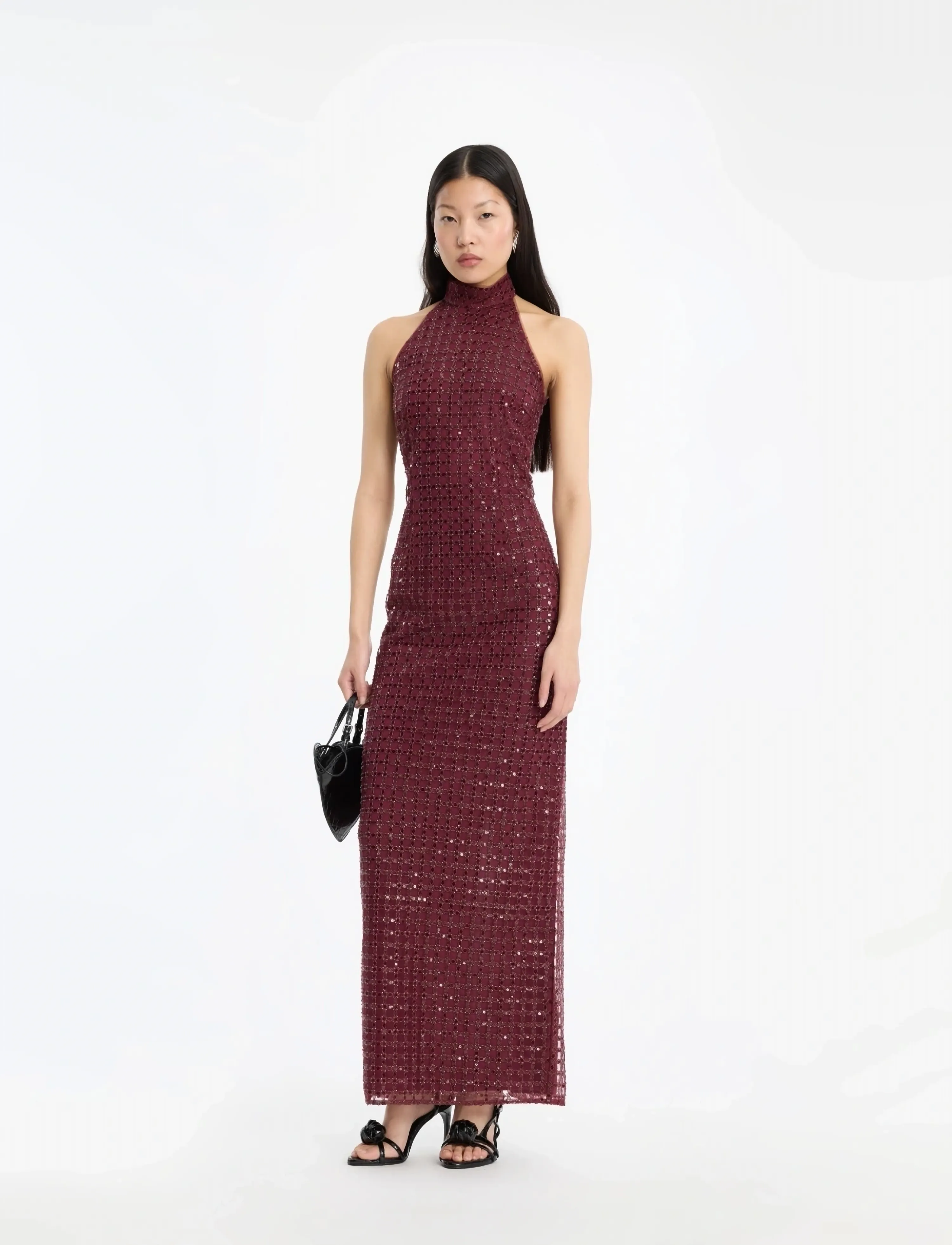 ROTATE BEADED MAXI DRESS - Festkjoler - ZINFANDEL / burgundy