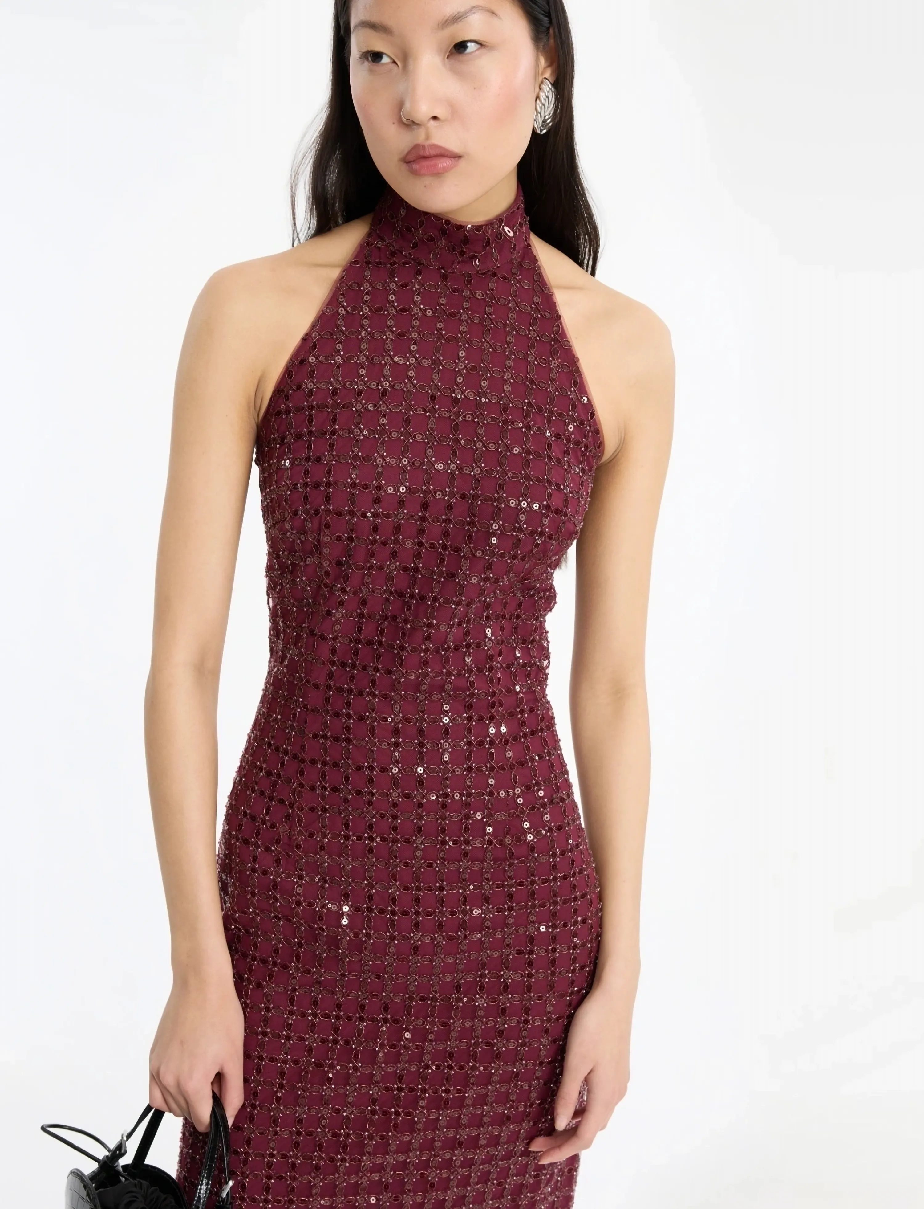 ROTATE - BEADED MAXI DRESS - pailletkjoler - zinfandel - 3