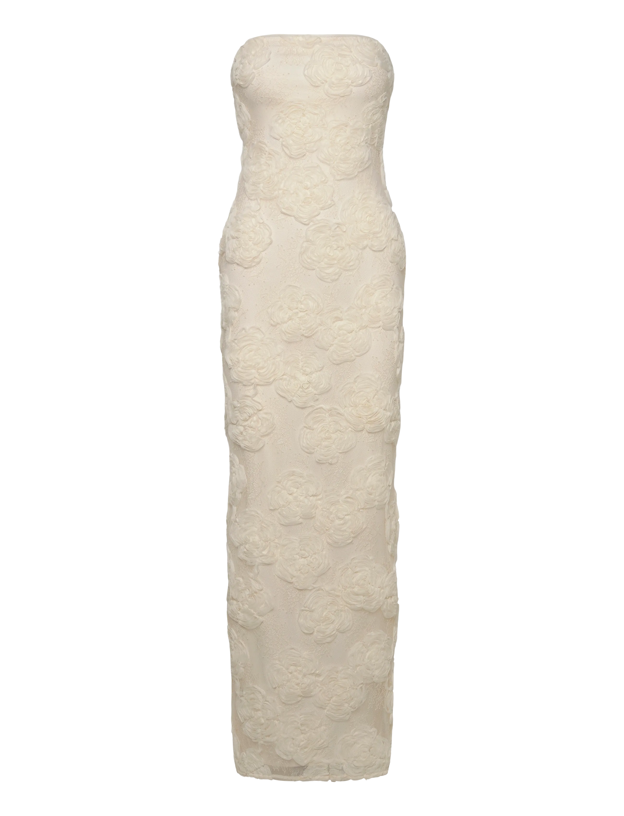 ROTATE FLOWER MESH TUBE DRESS - Kleding - EGRET / cream