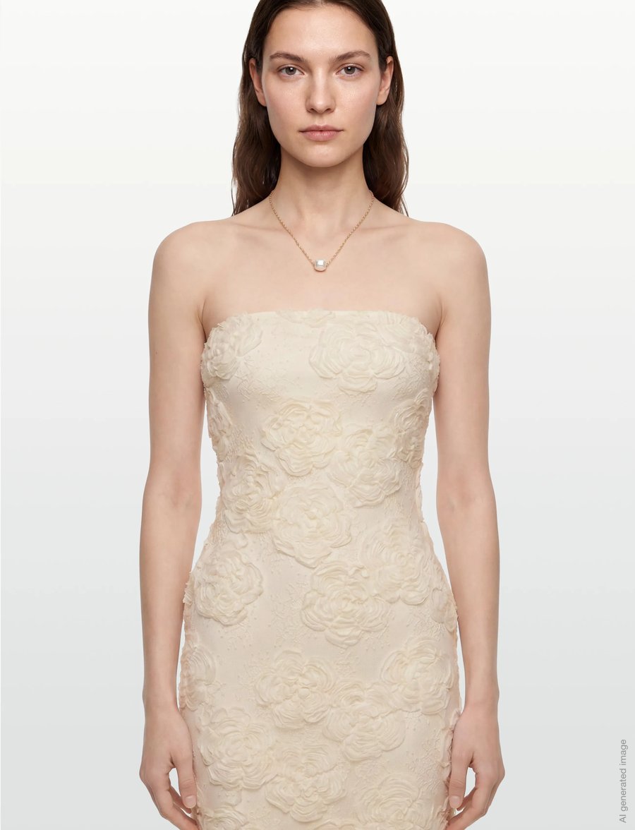 ROTATE - FLOWER MESH TUBE DRESS - aftenkjoler - egret - 3