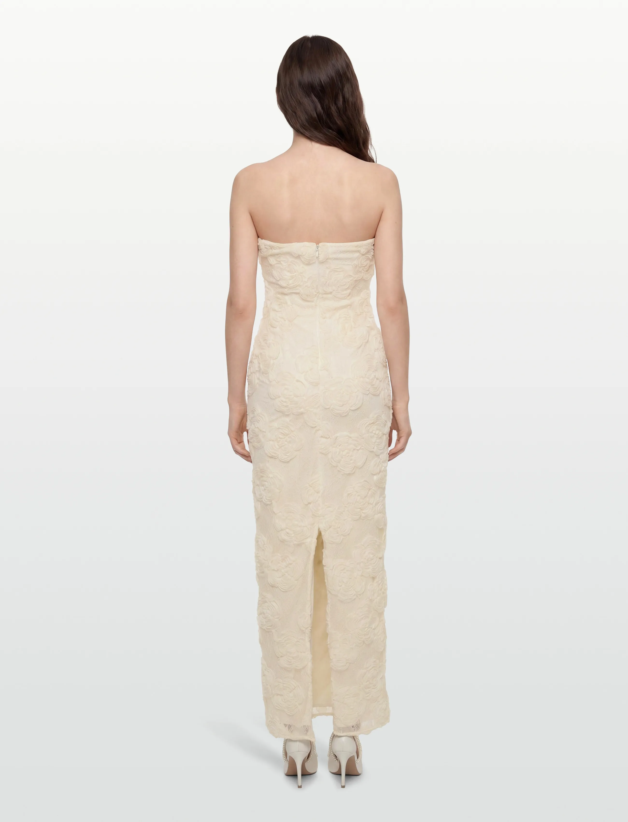 ROTATE - FLOWER MESH TUBE DRESS - aftenkjoler - egret - 4
