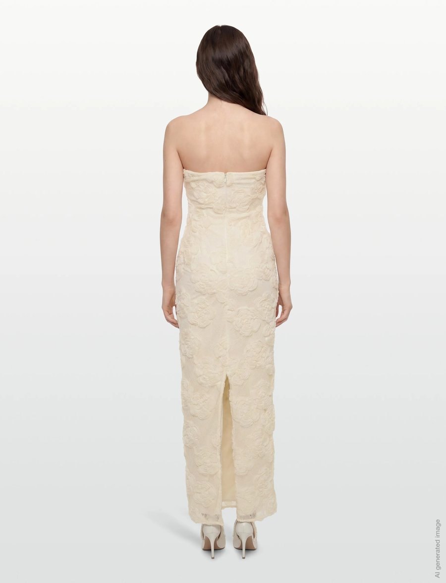 ROTATE - FLOWER MESH TUBE DRESS - aftenkjoler - egret - 4